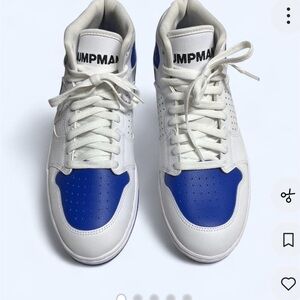 Jordan Men's White and Royal Blue High-Top Sneakers